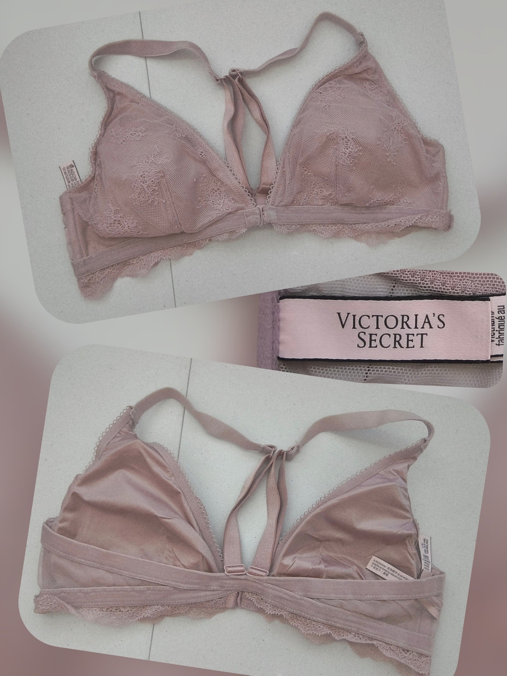 Victoria's Secret Lace Wireless Bralette - Dusty Mauve Size Lg Nwots